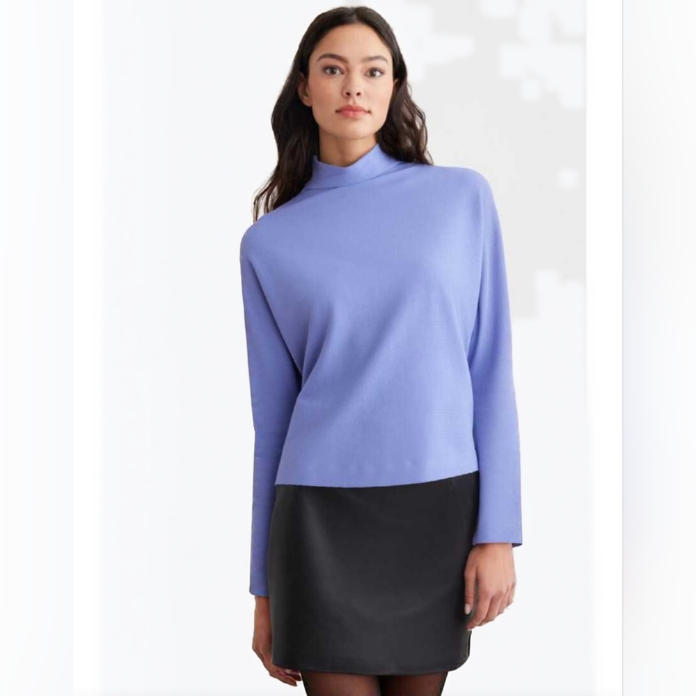 🟣L💜Dynamite Mock Neck Long Sleeves Ribbed Top in Violet / Lavender - Picture 9 of 13